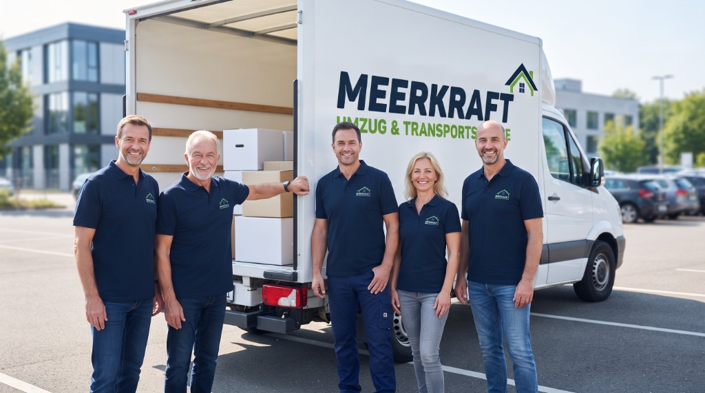 MeerKraft Umzug & Transportservice Umzugsteam vor dem Umzugswagen in Giengen – erfahrene Umzugshelfer